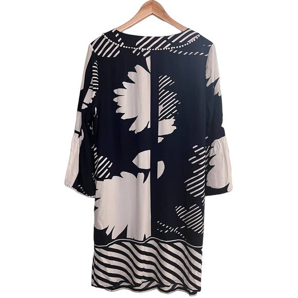 Crown & Ivy Navy Shift Dress 3/4 Sleeve 10 classic preppy Spring Floral chic - Picture 8 of 8